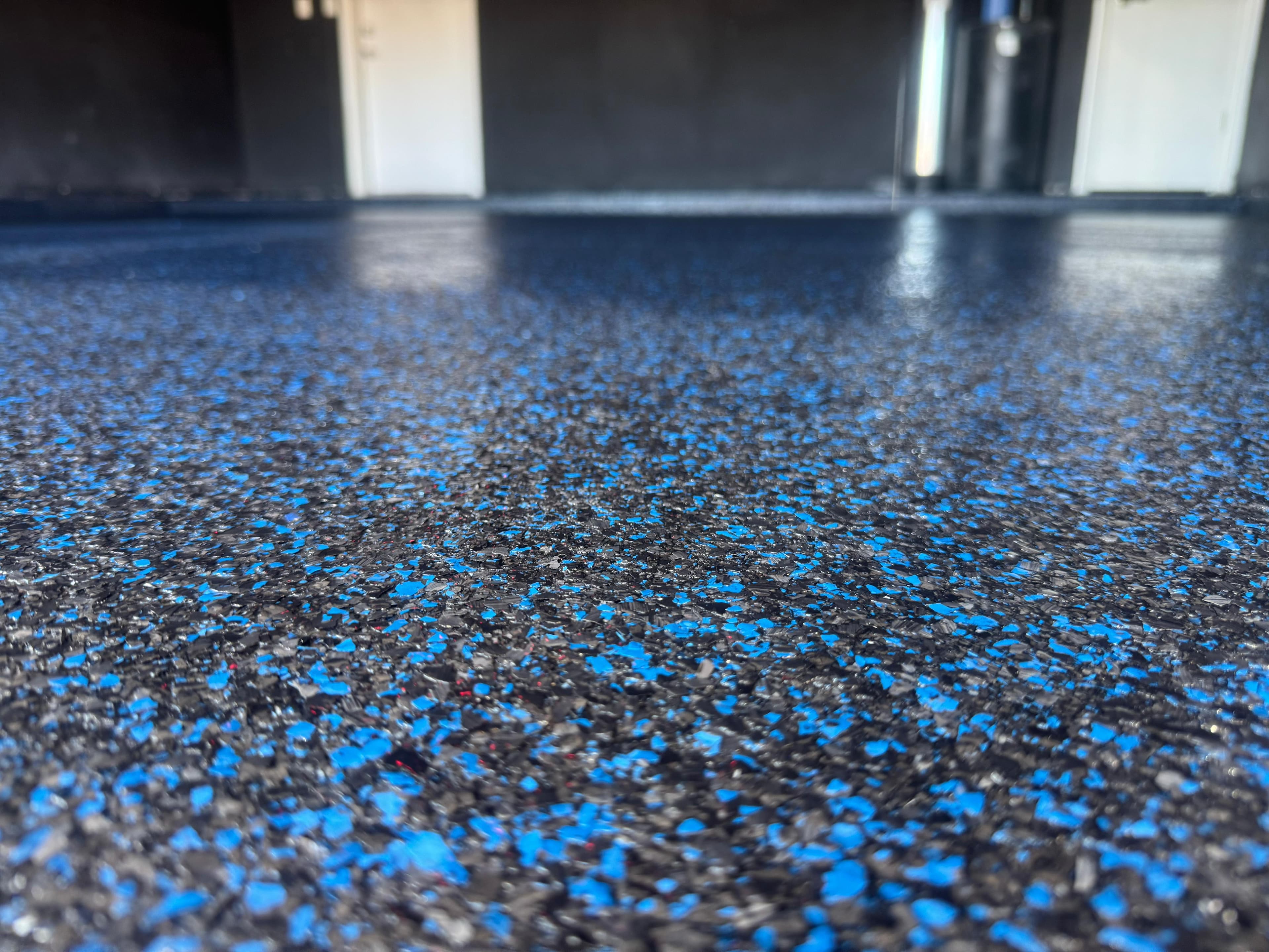 Industrial Blue epoxy floor — texture detail