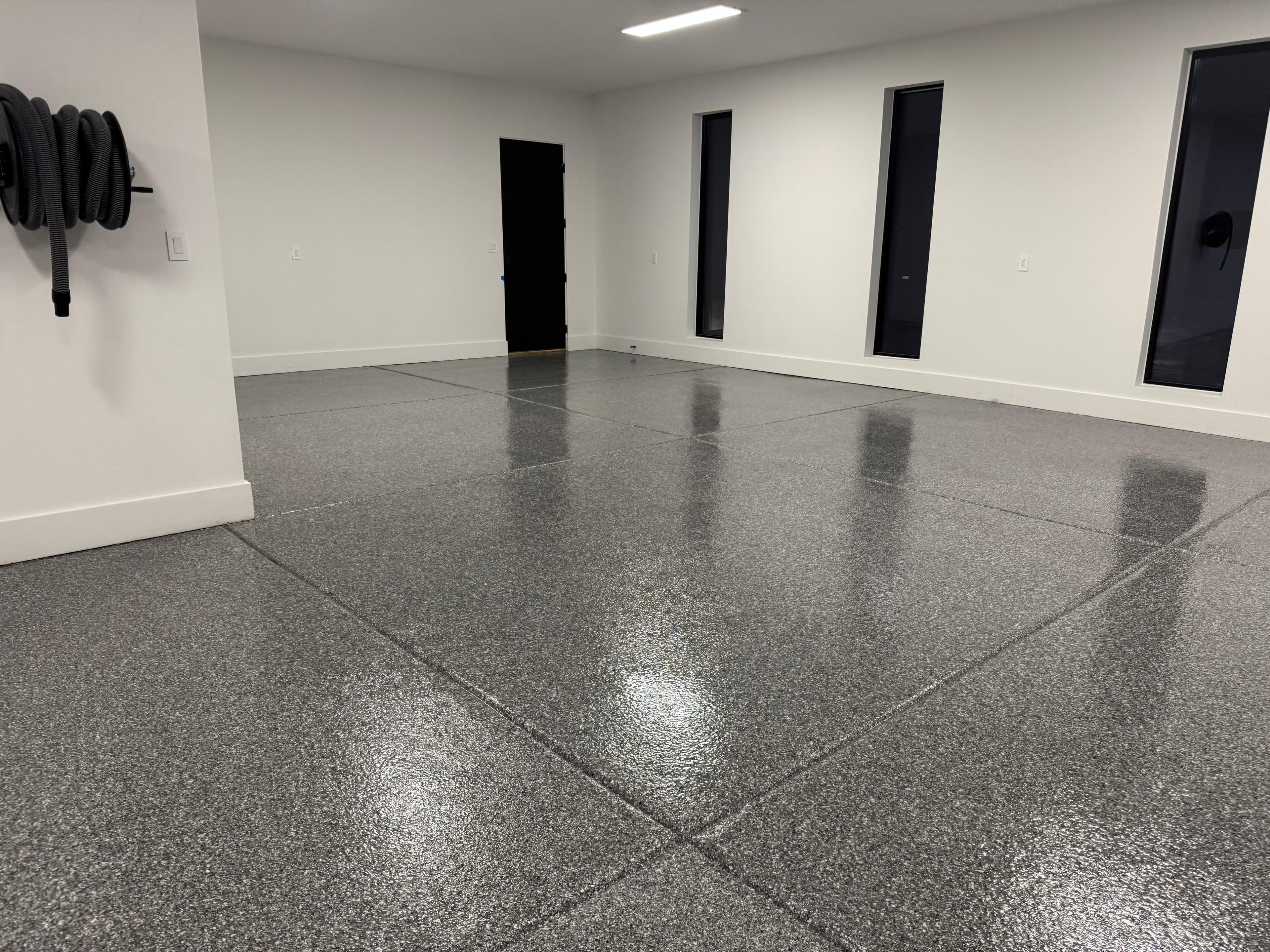 Industrial Blue epoxy floor — finished surface