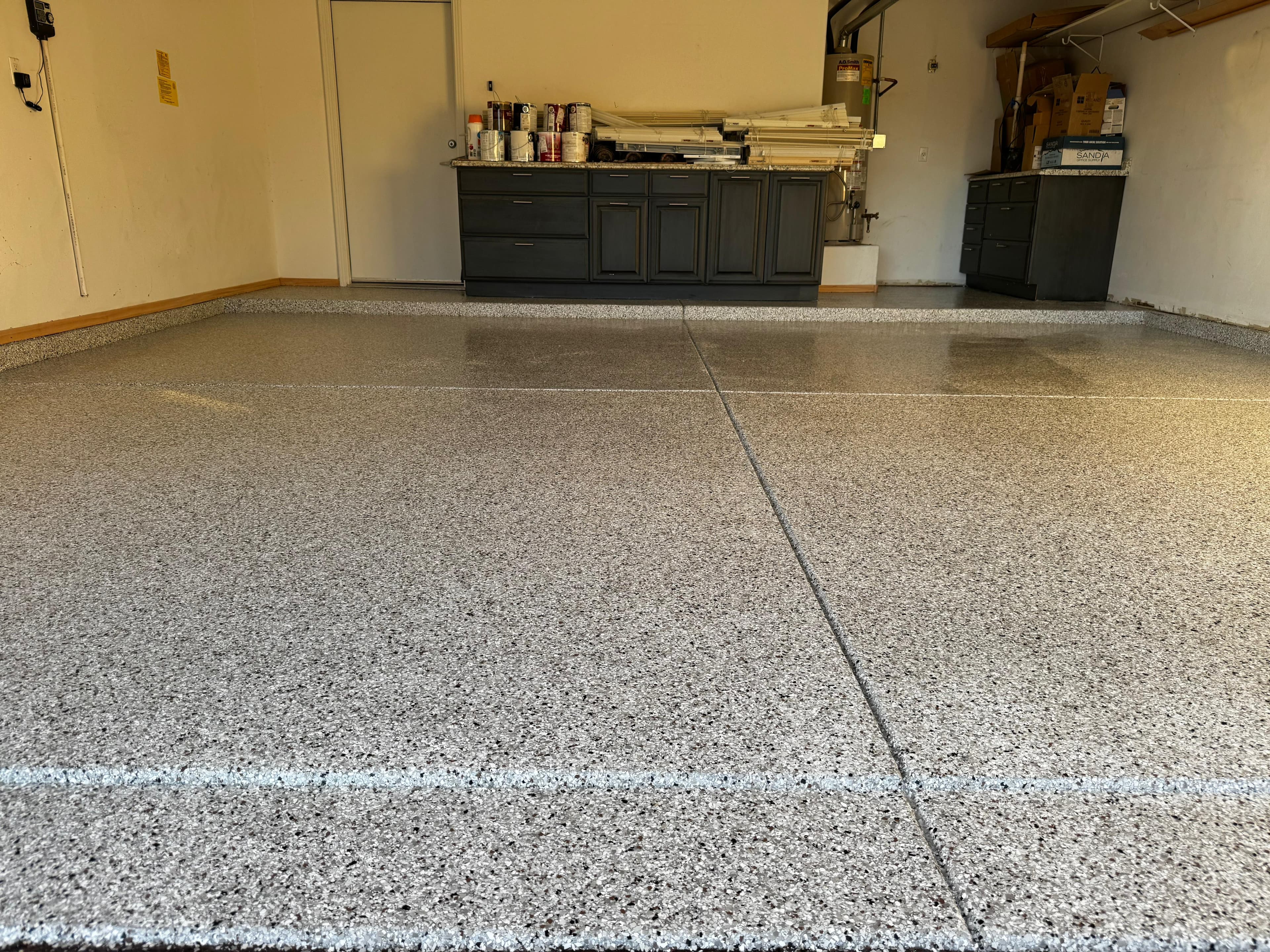 Urban Gray epoxy floor — finished surface
